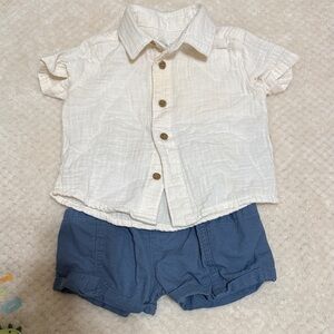 Kids Cream and Blue Matching Set